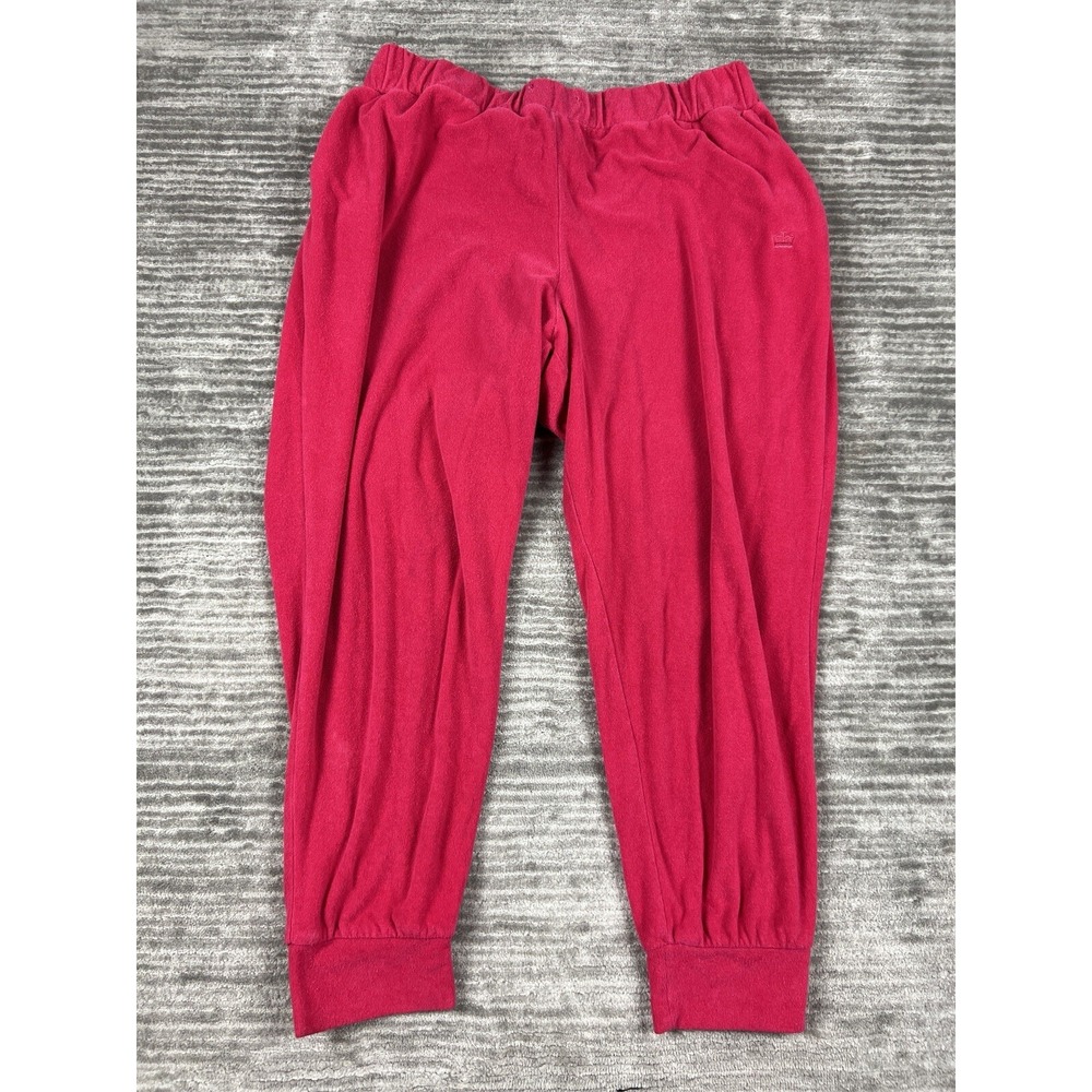 Juicy Couture Joggers Womens 2X Pink Terry Cloth Crown Logo Relaxed Sweatpants